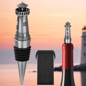 Creative Lighthouse Wine Stopper, Seals The Aroma Of Wine, Protects High-quality Wine, And Serves As A Premium Tool For Wine Preservation. (Option: Dark Silver HJS2304)